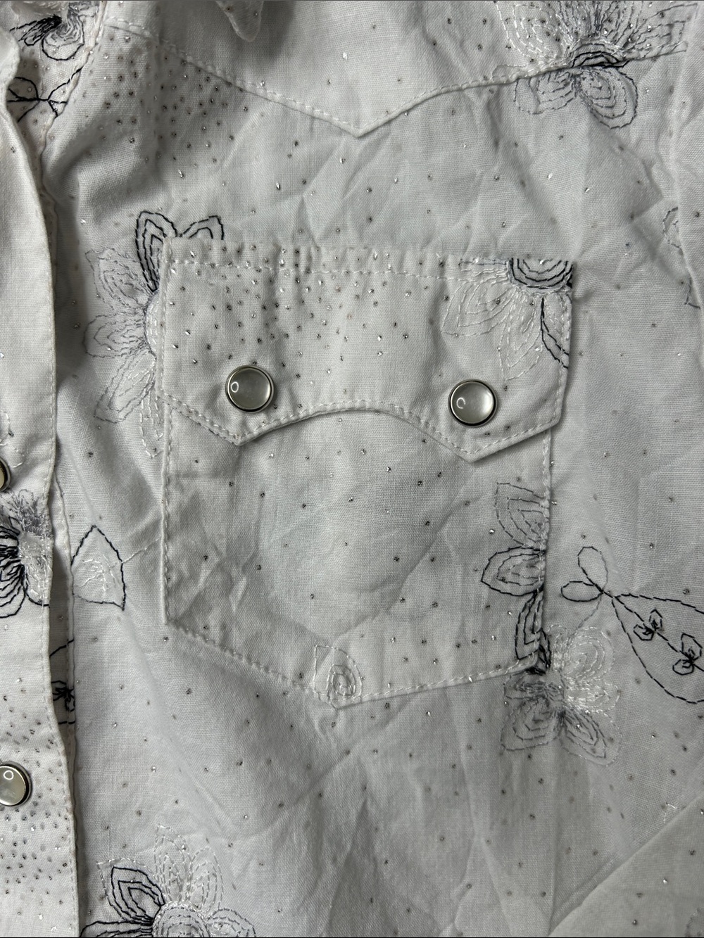 Roper White Long-Sleeve‎ Floral Pearl Snap Western Shirt - Picture 4 of 8